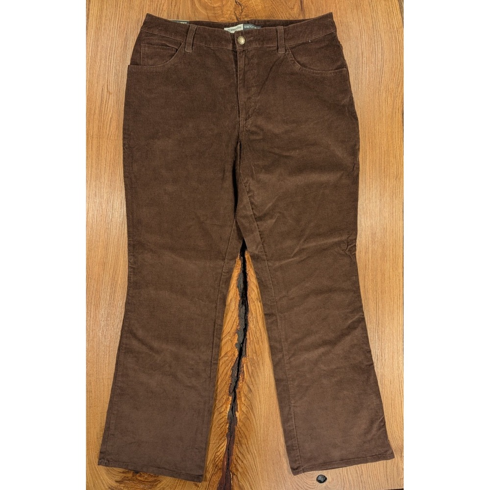 NWT Y2K St. John's Bay Stretch Boot Corduroy Pants Womens 14 Brown Cotton